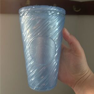 Starbucks Summer 2024 Light Blue Swirl Venti 16-Ounce Tumbler Cold Cup no straw
